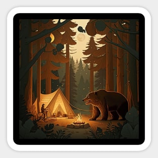 Camping with Bear,  Adventure in the Forest Sticker